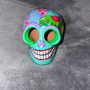 Vibrant Floral Ceramic Skull